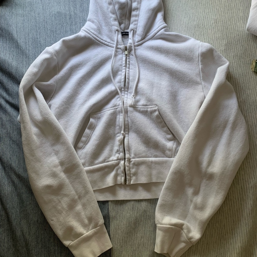 Cropped Brandy Melville Hoodie - White